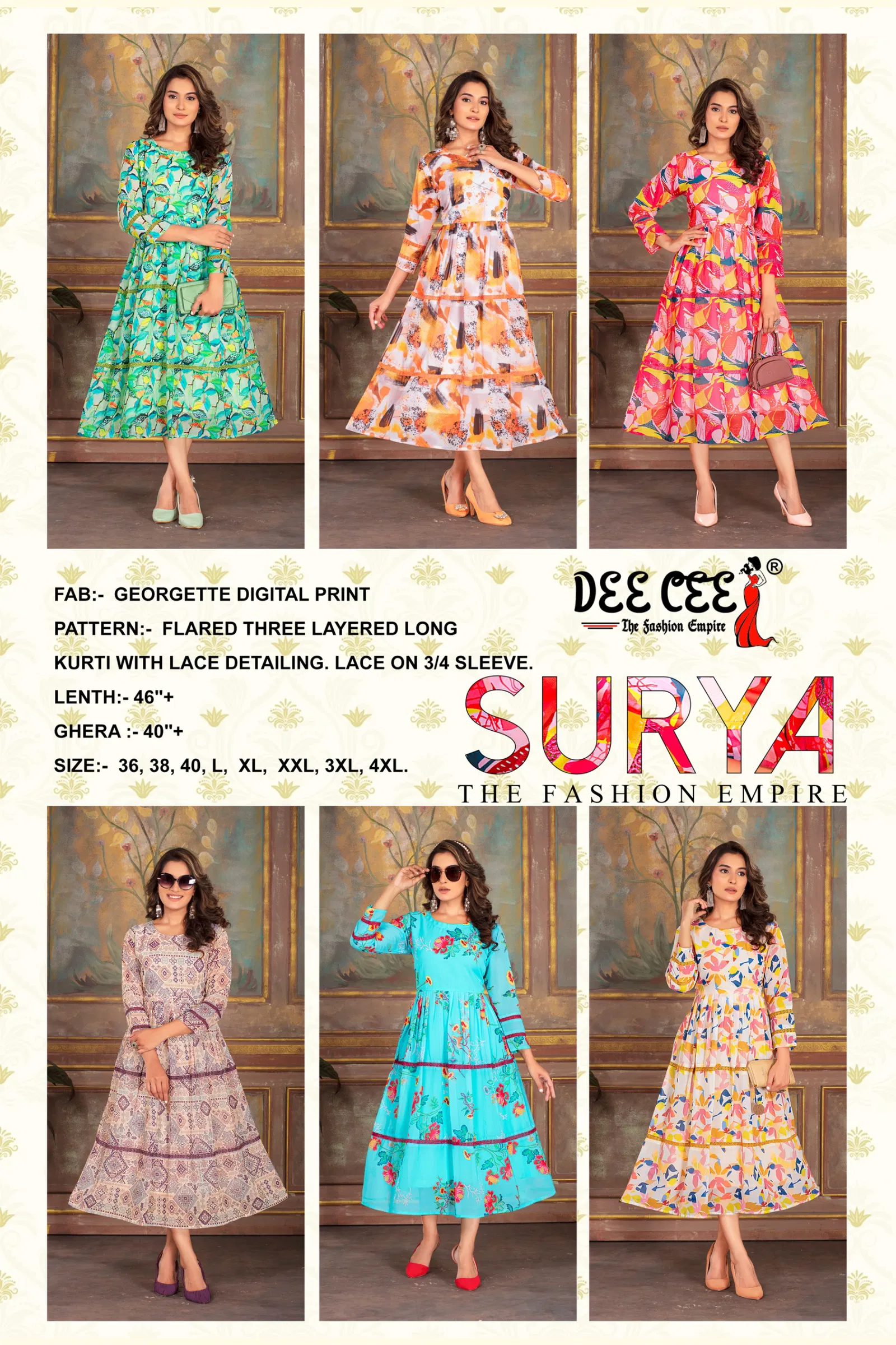 Surya By Deecee Georgette Digital Printed Kurtis Wholesale Price In Surat